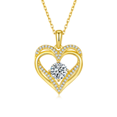1.0 Carat Round Cut Moissanite Double Heart Sterling Silver Necklace